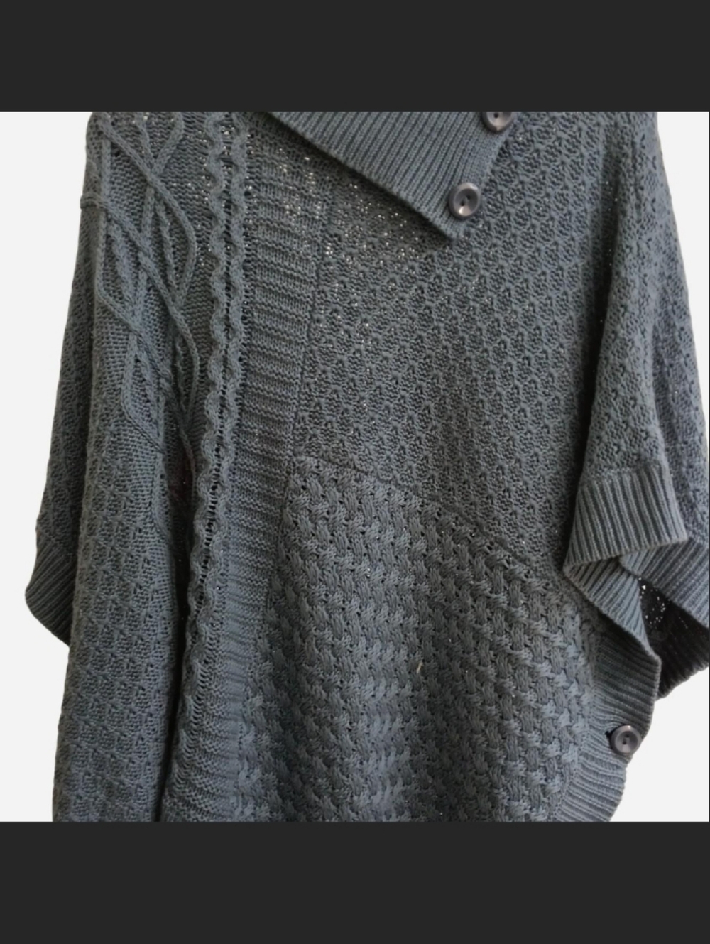 Serengeti Women's Textured Knit Poncho Sweater - Gray